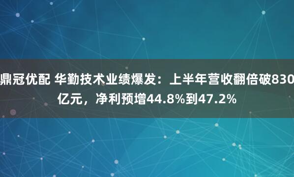鼎冠优配 华勤技术业绩爆发：上半年营收翻倍破830亿元，净利预增44.8%到47.2%